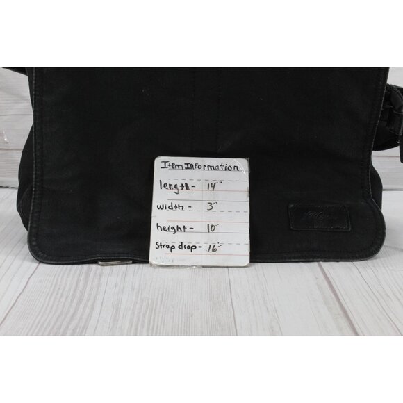 LL Bean Black Canvas Flannel Lined College Office Crossbody Messenger Bag - Picture 10 of 10